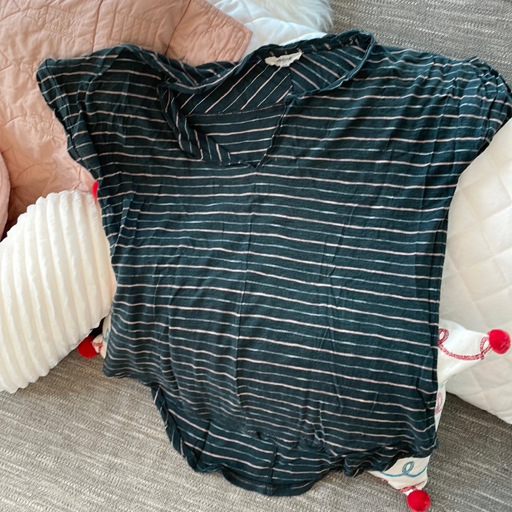 Madewell split Becky-shirt in green, pink and white stripes